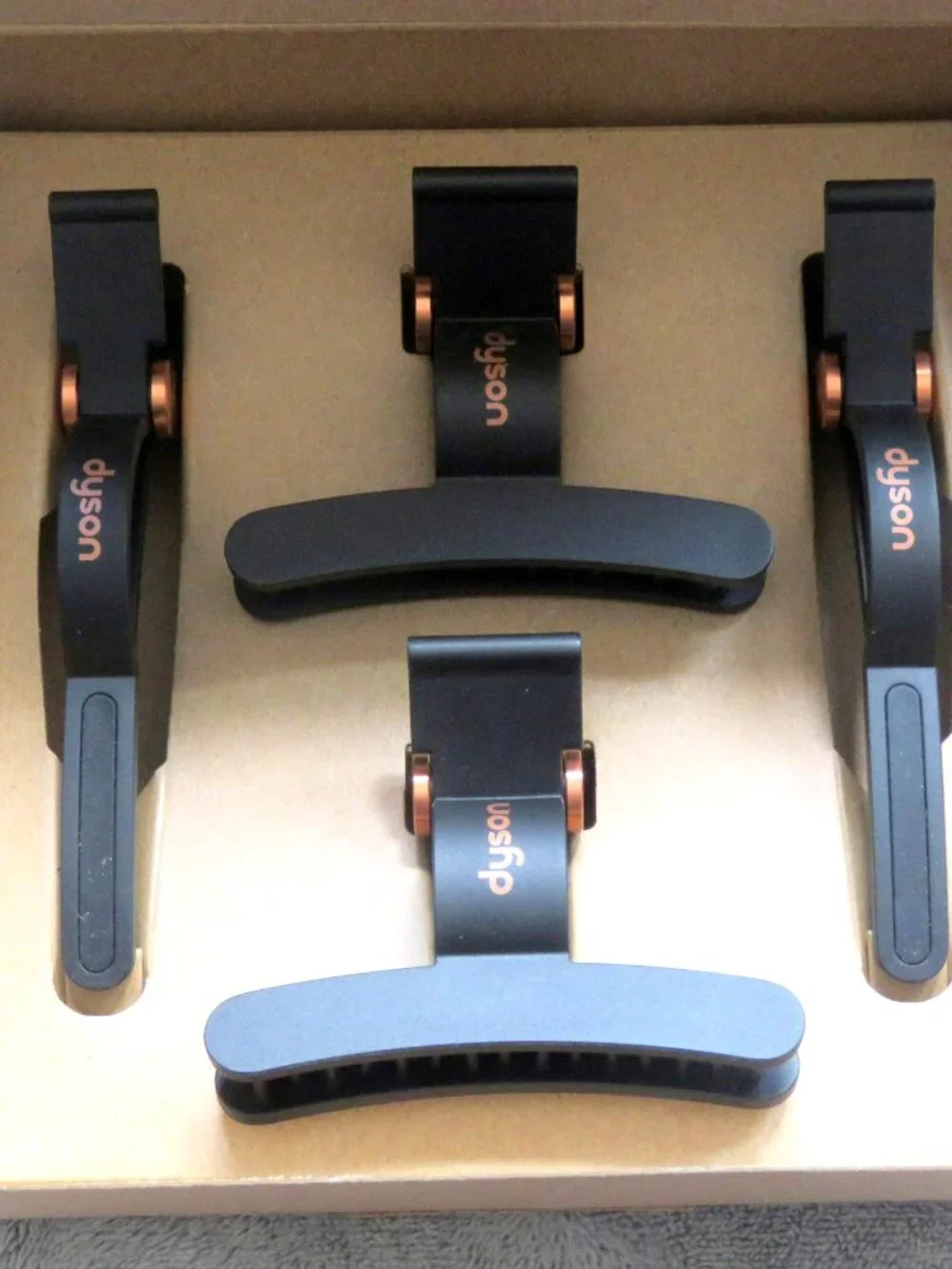 Dyson Hair Clips Set of 4 Black Copper Genuine Authentic Styling Sectioning NIB